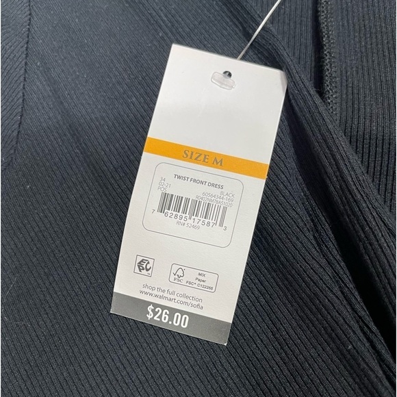 Sofia Vergara black twist front ribbed Dress women’s size M - Picture 15 of 16